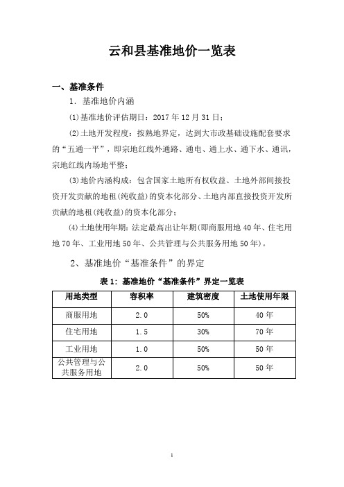 云和基准地价一览表