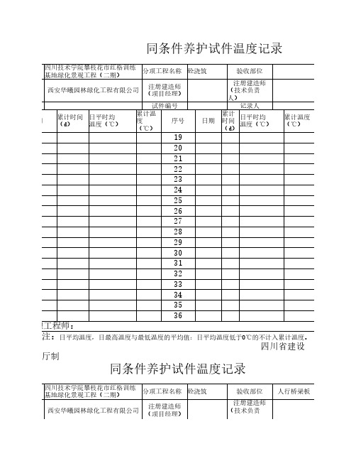 同条件养护试件温度记录