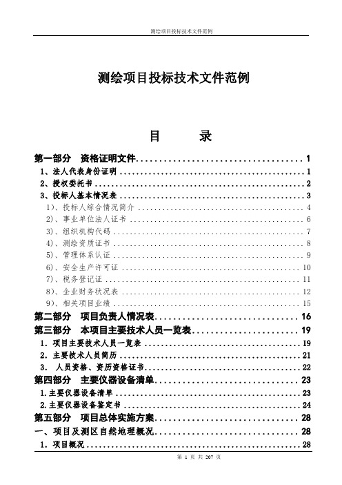 测绘项目投标技术文件范例