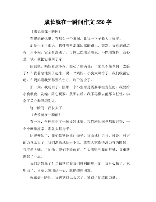 成长就在一瞬间作文550字