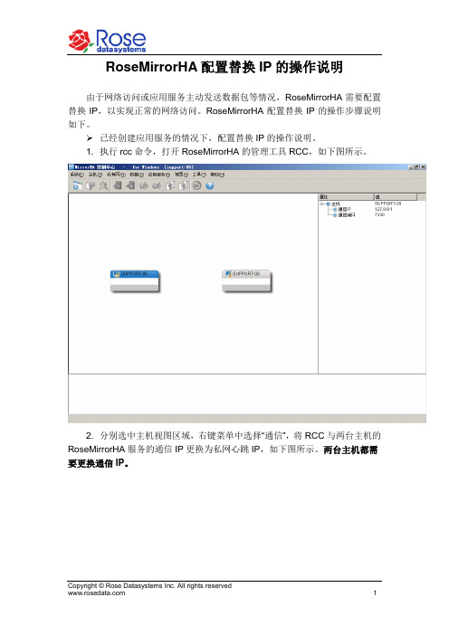 RoseMirrorHA 配置替换IP的操作步骤