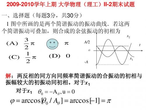 四川大学2009-2010学年上期_大学物理(理工)II-2_期末试题讲评