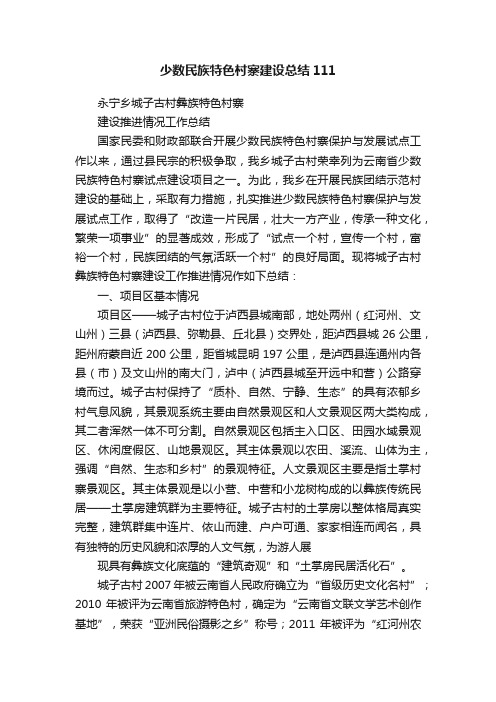 少数民族特色村寨建设总结111