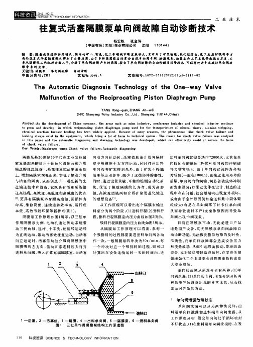 往复式活塞隔膜泵单向阀故障自动诊断技术