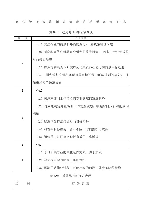 企业管理咨询师能力素质模型咨询工具