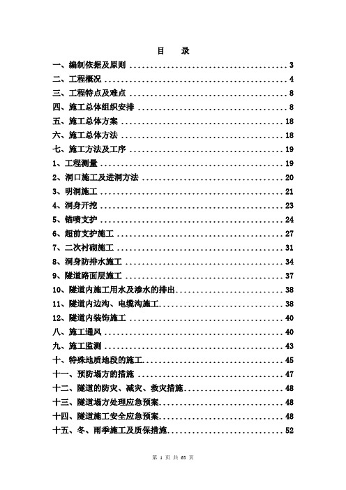 新庄隧道专项施工方案