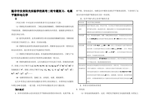 高考化学二轮专题复习电离平衡和电化学