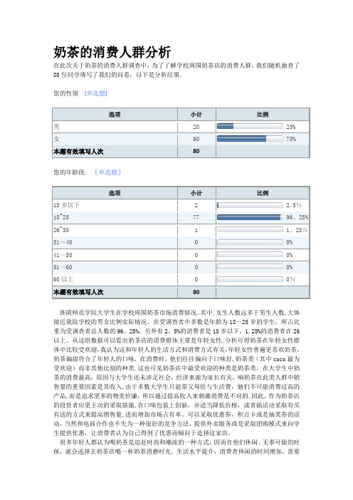 奶茶的消费人群分析