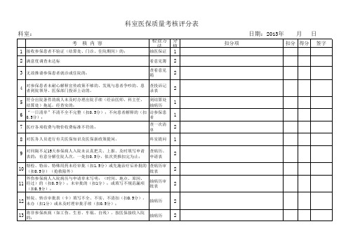 医保质量考核评分表