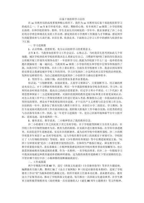 后备干部挂职学习总结