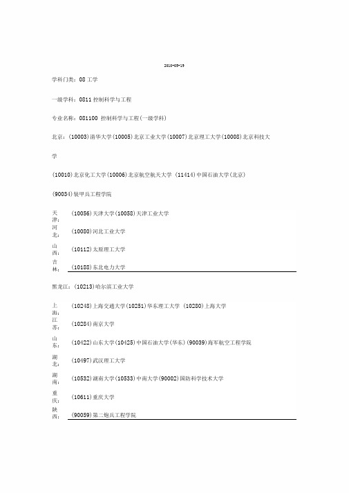 控制科学与工程招生单位