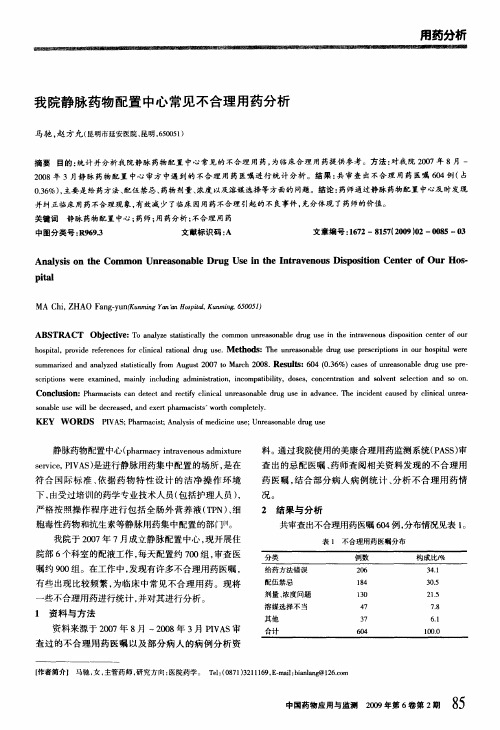 我院静脉药物配置中心常见不合理用药分析