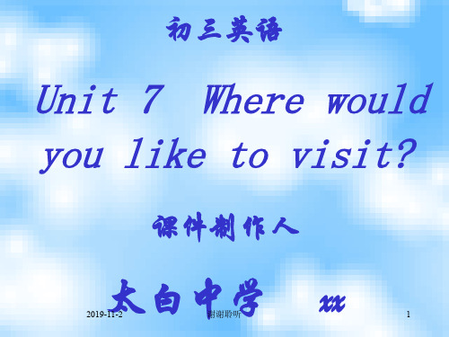 初三英语 Unit 7 Where would you like to visit.pptx