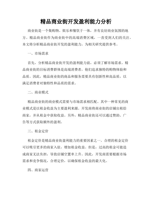 精品商业街开发盈利能力分析