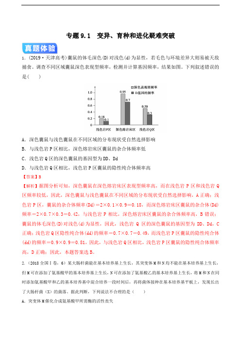 2020年高考生物二轮专项提升专题9-1 变异、育种和进化(疑难突破)