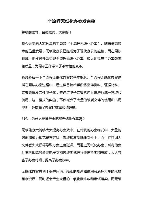 全流程无纸化办案发言稿