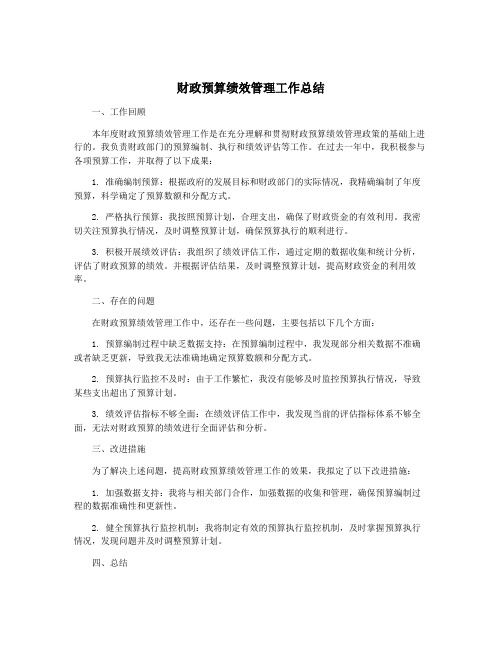 财政预算绩效管理工作总结