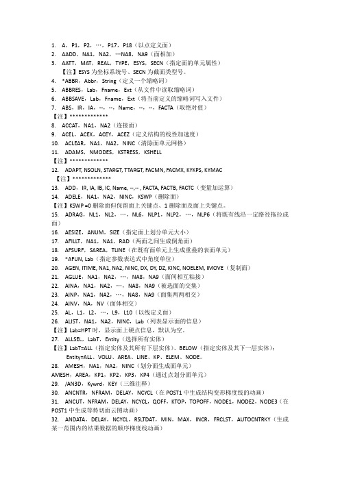 ansys常用命令大全(最新版)