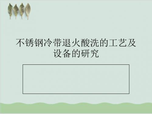 不锈钢冷带退火酸洗的工艺及设备研究PPT课件( 251页)