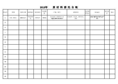 施工单位原材料试验委托单台帐