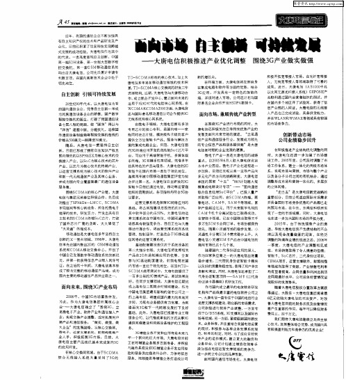 面向市场 自主创新 可持续发展——大唐电信积极推进产业优化调整 围绕3G产业做实做强