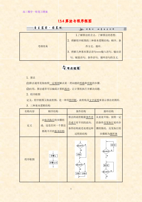 高三数学一轮复习精品教案2：13.4 算法与程序框图教学设计