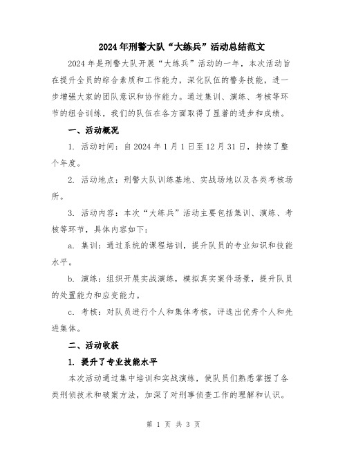 2024年刑警大队“大练兵”活动总结范文