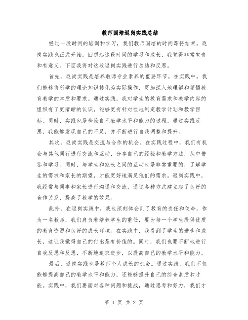 教师国培返岗实践总结