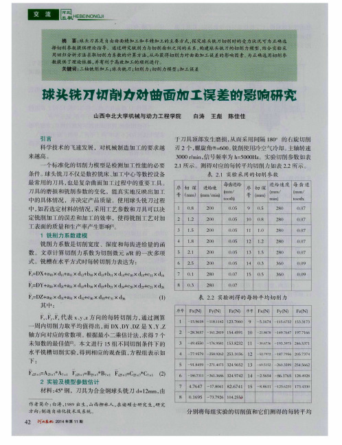 球头铣刀切削力对曲面加工误差的影响研究