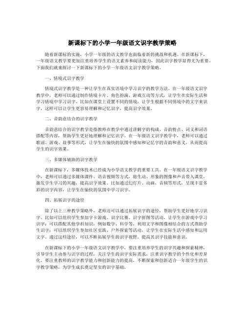 新课标下的小学一年级语文识字教学策略