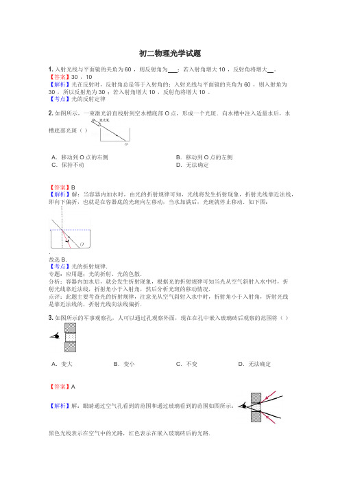 初二物理光学试题
