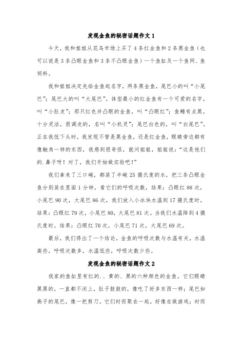 三年作文我发现了小金鱼的秘密