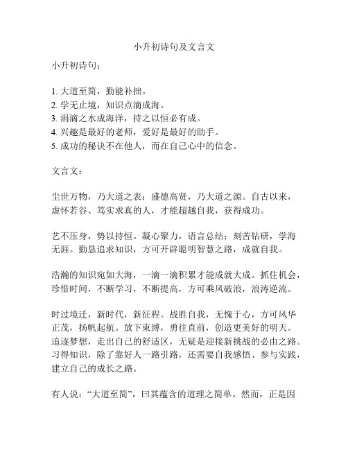 小升初诗句及文言文