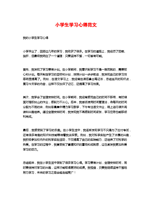 小学生学习心得范文