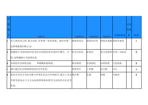 电大社会学概论答案