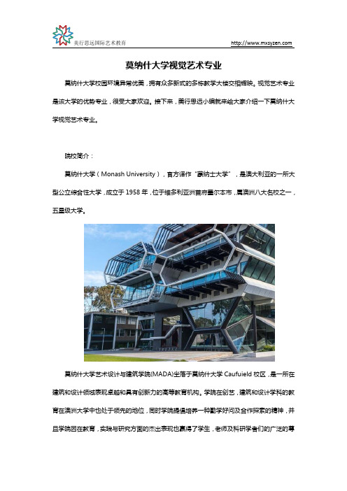 莫纳什大学视觉艺术专业