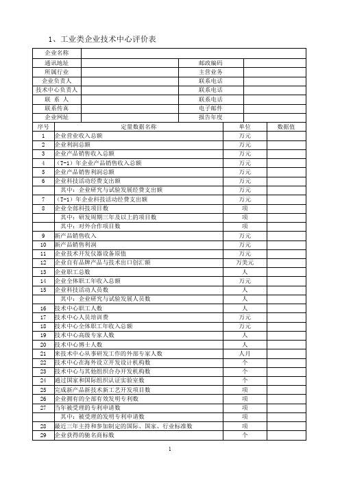 一、陕西省认定企业技术中心评价体系