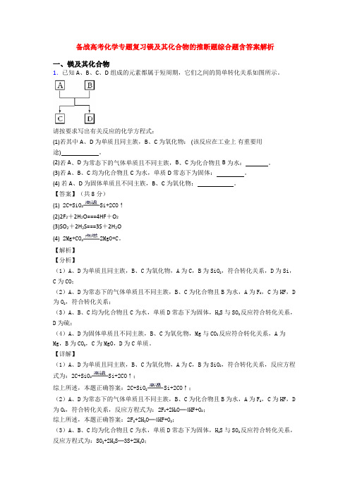 备战高考化学专题复习镁及其化合物的推断题综合题含答案解析