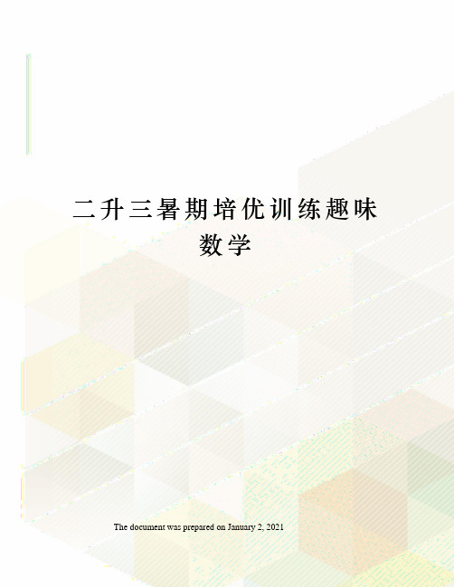 二升三暑期培优训练趣味数学