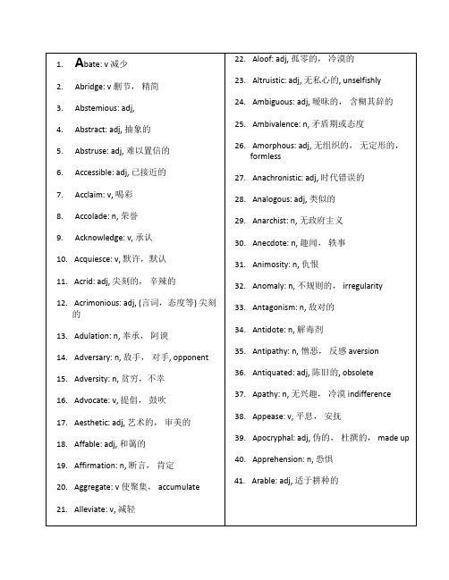 SAT 基础单词