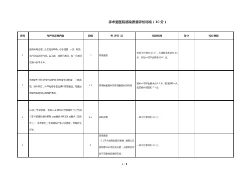 手术室医院感染质量评价标准