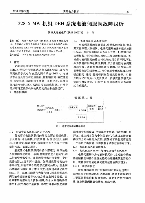 328.5MW机组DEH系统电液伺服阀故障浅析