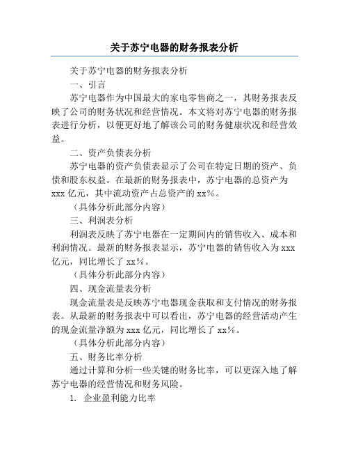 关于苏宁电器的财务报表分析