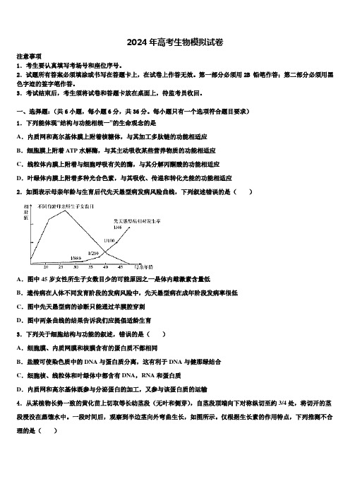 2023-2024学年北京海淀区北方交通大学附属中学高三下学期一模考试生物试题含解析