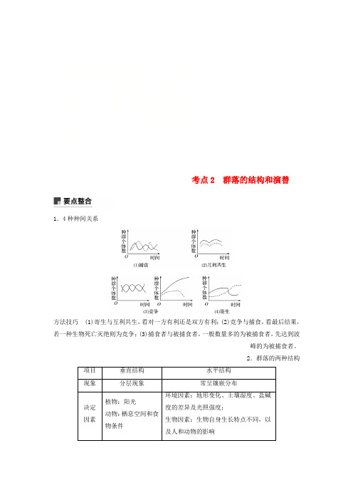 全国通用版2019高考生物二轮复习专题六生态与环境考点2群落的结构和演替学案