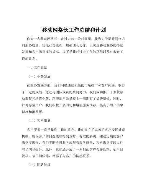 移动网格长工作总结和计划