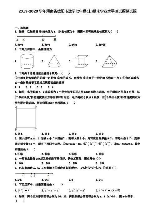 2019-2020学年河南省信阳市数学七年级(上)期末学业水平测试模拟试题