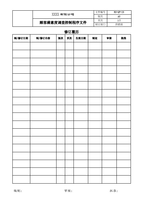 顾客满意度调查控制程序文件