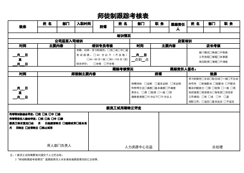 师徒制跟踪考核表