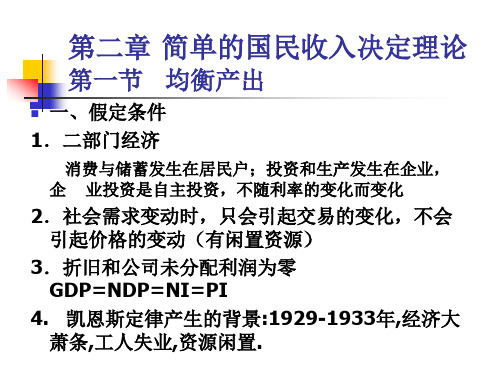 第11章国民收入决定理论1收入支出模型